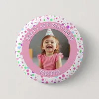 Personalized Age, Name and Photo Birthday  Button