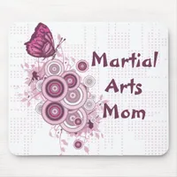 Martial Arts Mom Pink Butterflies Mouse Pad