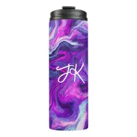 Personalized Purple, Blue, Pink Marble Fluid Art  Thermal Tumbler