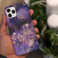 Flowers on blue-purple circles design Case-Mate iPhone 14 pro case