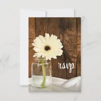 Mason Jar White Daisy Country Wedding RSVP Card