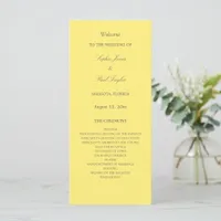 Elegant Butter Yellow Wedding Program