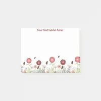 Floral burgundy painted monogram name post-it notes