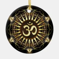 Golden OM Organic Hexagon Ceramic Ornament