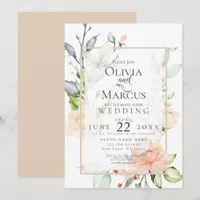 WEDDING | Spring Blush Peach Pink Blossoms Invitation