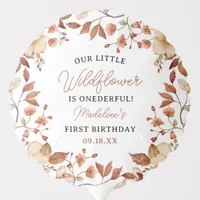  Modern Chic Wildflower Script 1st Birthday Girl  Balloon