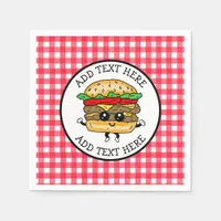 Cute Cartoon Hamburger Barbecue or Birthday Party  Napkins