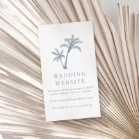 Tropical Palm Tree Dusty Blue Wedding Website Enclosure Card