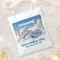 Cute Snow Leopard Cub Sleeps on Clouds Baby Shower Favor Bag