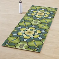 Exquisite Handpainted Geometrical Green Abstract Yoga Mat