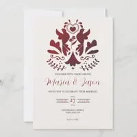 Mexican Red Modern Minimalist Elegant Wedding Invitation