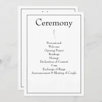 Minimalist Modern Monogram Black & White Wedding Program