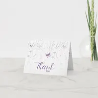 Butterfly Boho Wildflower Girl Baby Shower Thank You Card