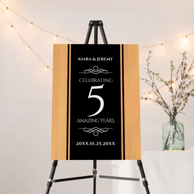 Elegant 5th Wood Wedding Anniversary Celebration Foam Board