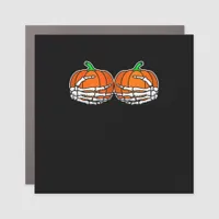 Skeleton Hand On Chest Pumpkin Halloween Women Car Magnet