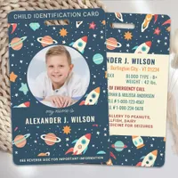 Cool Outer Space Custom Photo Child Identification Badge