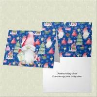 Christmas Blue Pattern Santa Gnome for the Holiday Card