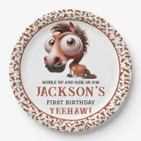 Horse Caricatures 1st Birthday Party Paper Plates