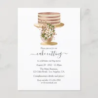 Trendy Rose Gold and Gold Floral Cake Cutting Invitation Postcard