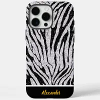 Black and white animal print fabric iPhone 16 pro max case