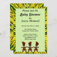 Tribal Fertility Dance Yellow & Green Abstract Invitation