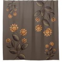 Golden Flowers Shower Curtain