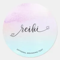 *~*  Pastel Magenta Turquoise Black Glitter REIKI Classic Round Sticker