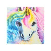 Unicorn Rainbow Watercolor Metal Print