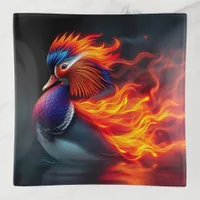 Stunning Flame-boyant Firebird Hot Mandarin Duck Trinket Tray