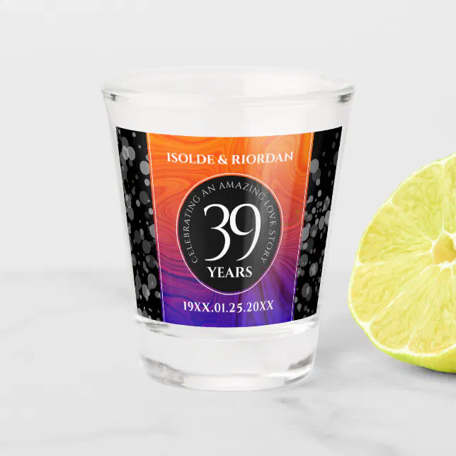 Elegant 39th Agate Wedding Anniversary Celebration Shot Glass