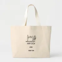 Keep Calm and Sew On Large Tote Bag