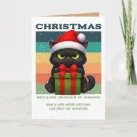 Cactus Cocoa Funny Cat Retro Christmas Photo Holiday Card