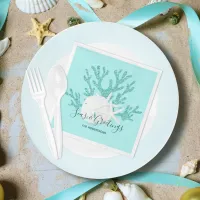 Christmas Beach Seas & Greetings Sand Dollar Aqua Napkins