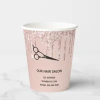 Hair salon rose gold glitter lashes business paper cups