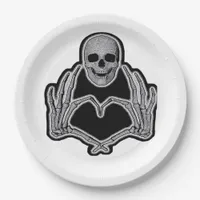 Skeleton Heart Hands Clean Graphic Mood Paper Plates