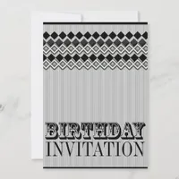 Pinstripes + Diamonds Birthday Party Invitations