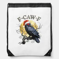 Funny Crow F-Caw-F Bird Gothic Christmas Santa Hat Drawstring Bag