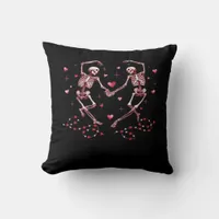 Skeletons Holding Hands Heart Valentines Day Desig Throw Pillow
