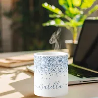 White blue glitter name script coffee mug