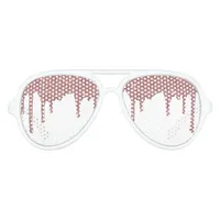 Girly Rose Gold Sparkle Glitter Drips Aviator Sunglasses