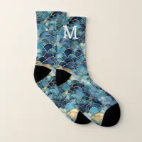 Trendy Stylish Watercolor Blue Clouds Socks