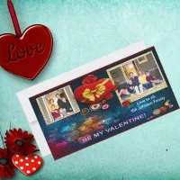 Custom Photos & Name Heart Be My Valentine Mosaic Holiday Card