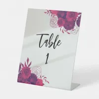 Hot Pink & Dark Purple Bright Floral Wedding Pedestal Sign