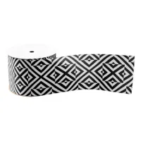 Black and White Striped Op Art Geometric Pattern Grosgrain Ribbon