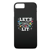 Let's Get Lit Drinking Santa Hat Christmas Lights  iPhone 8/7 Case