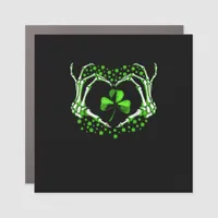 Skeleton Hand Heart Shamrock St Patricks Day Paddy Car Magnet