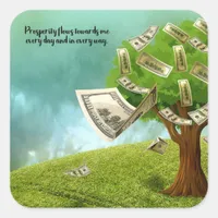 Prosperity Mantra Money Tree Square Sticker