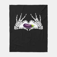Eggplant Classic - Skeleton Hands Heart Fleece Blanket
