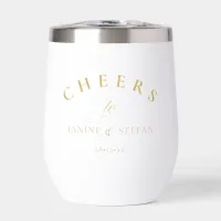 Cheers to Newlyweds Names ID1022 Thermal Wine Tumbler