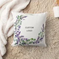 Business company logo lavender floral eucalyptus throw pillow